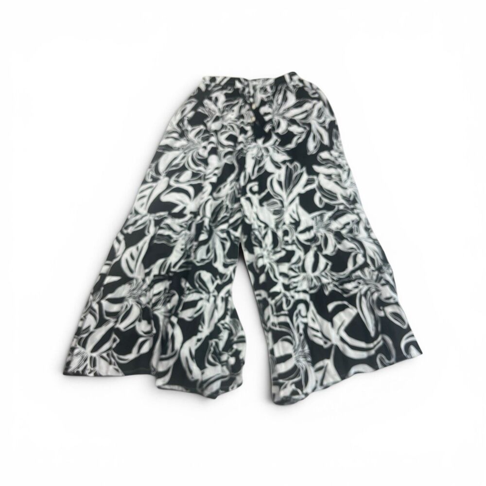 True Destinations Wide Leg Pants Floral Tropical Breezy Comfort Resort Pull On M